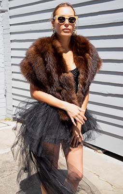 Vintage Fur Wrap Shawl