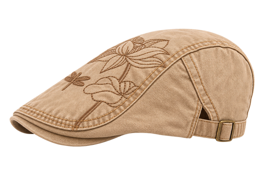 Floral Dragonfly Flat Cap