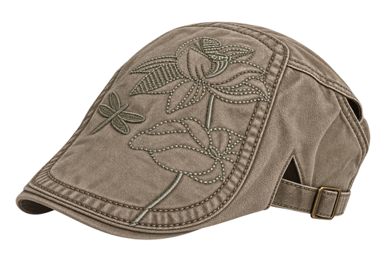 Floral Dragonfly Flat Cap