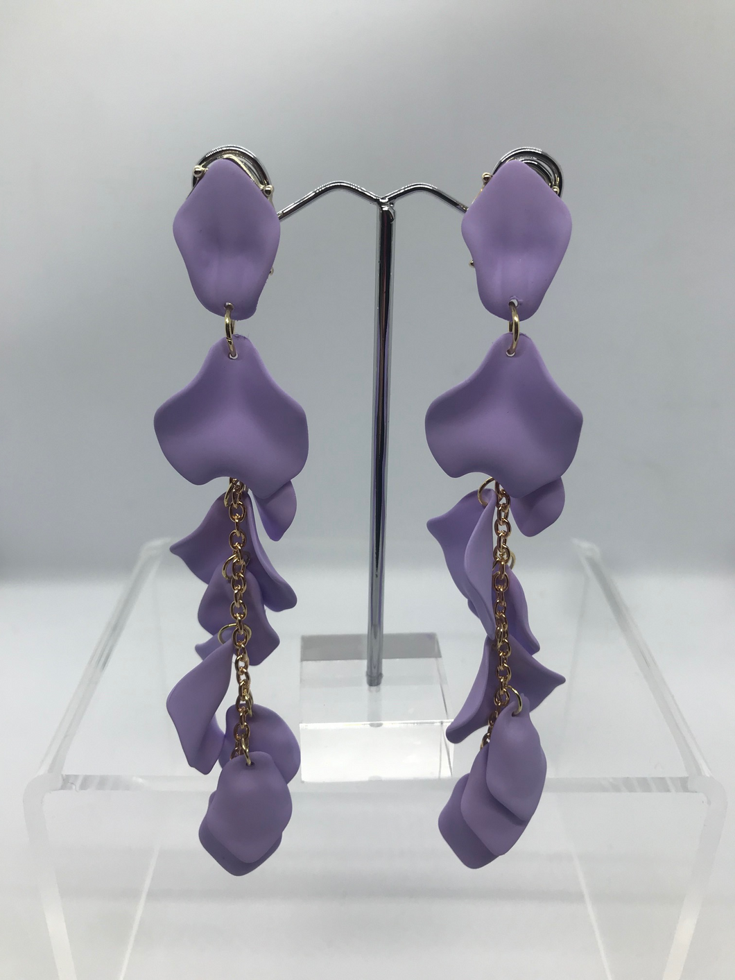 Waterfall purple chain earrings