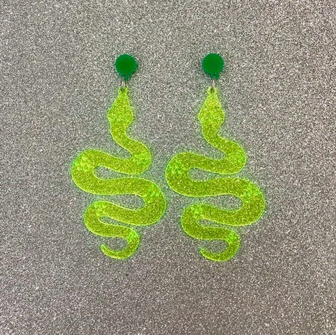 Fluro snake earrings