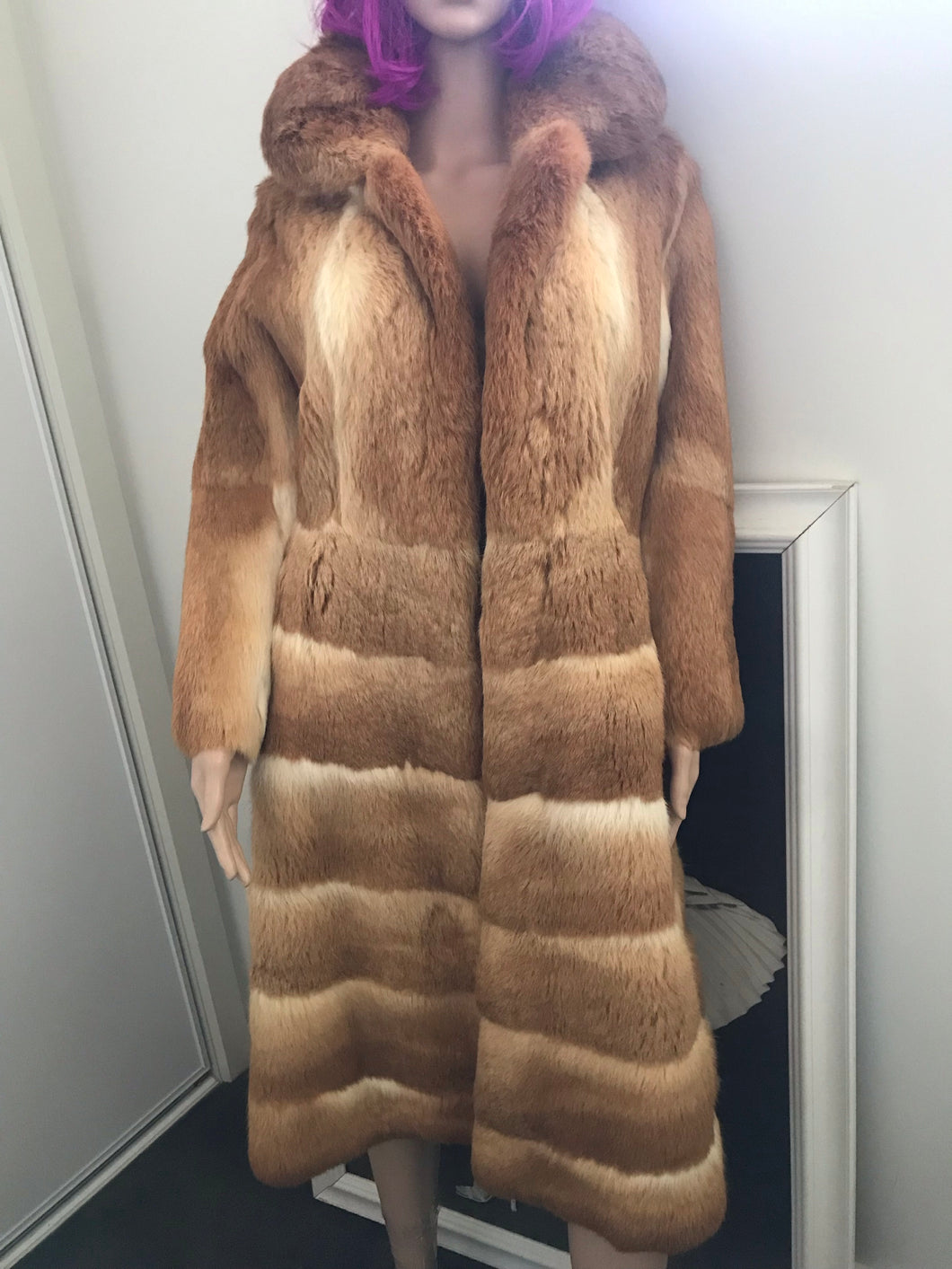 Vintage Long fox fur coat.